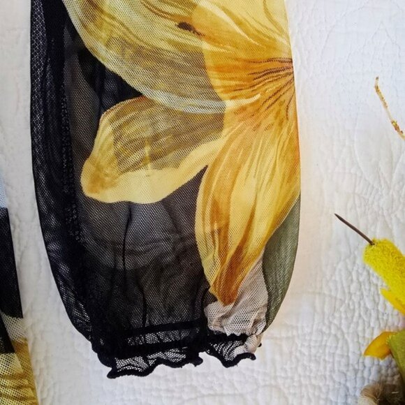 Kate & Lily Women's Maxi Dress Size 4 Navy Blue Long Sleeves Floral Sheer Lined - Picture 4 of 14